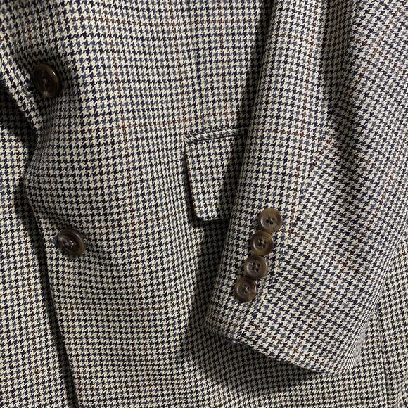 Chaps Ralph Lauren Wool Silk Sport Coat Mens 42R Houndstooth Blazer Suit Jacket - Picture 10 of 16